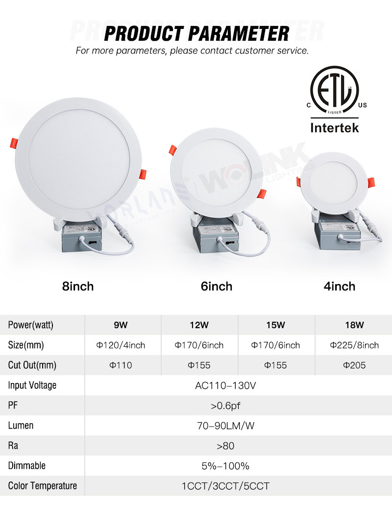 WOLINK manufacturer Integrated round slim recessed conceal led downlight pot panel lights lamp ETL