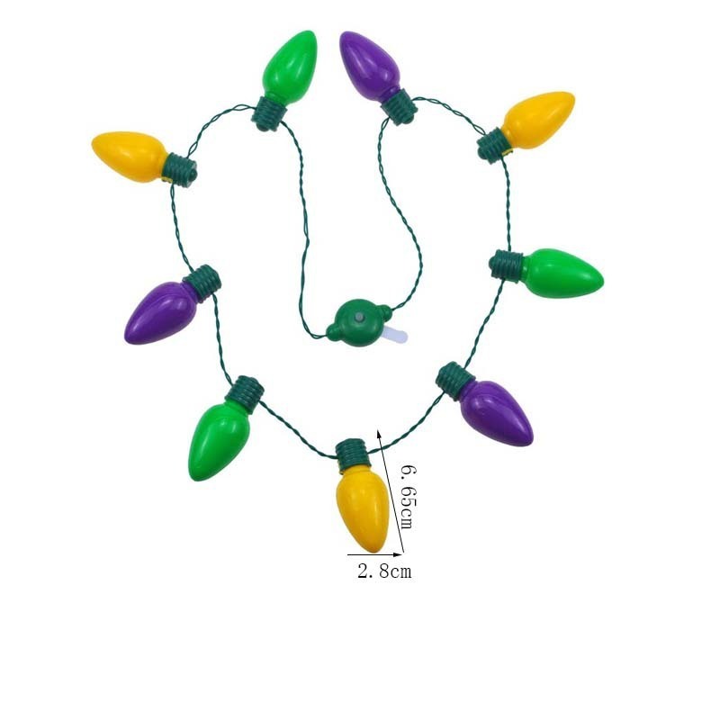 Mardi Gras Beads Bulk Purple Green Gold Beaded LED light up Necklace