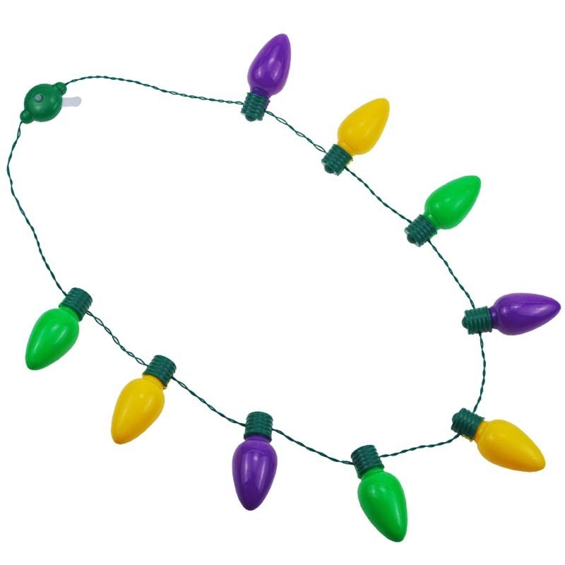 Mardi Gras Beads Bulk Purple Green Gold Beaded LED light up Necklace