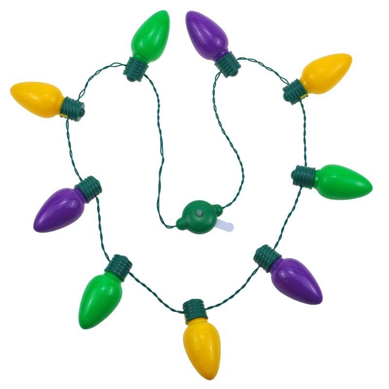 Mardi Gras Beads Bulk Purple Green Gold Beaded LED light up Necklace