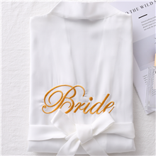 Women's Lace Trim Bride Bridesmaid Robes Silk Like Bridal Party Robes for Wedding Robes, Embroidered Satin Kimono