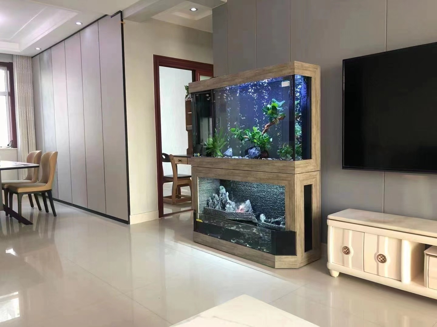 Led Light Wood Curved Custom Clear Glass Straight Aquariums & Accessories Luxury Glass Fish Tank Aquarium Pond Fish Fibre Glass