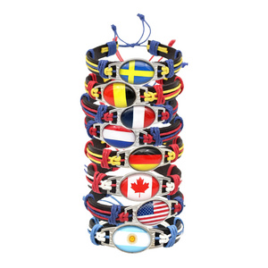 Wollet 61 Countries Qatar Football Fan Accessories Adjustable Woven National Country Flag Bracelet