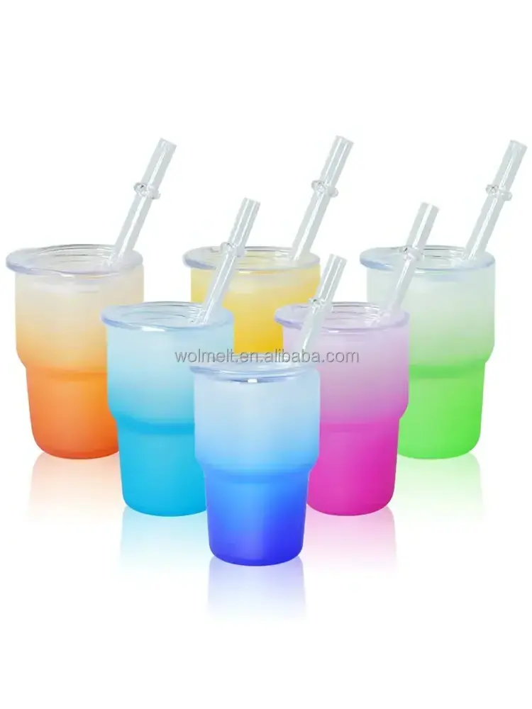 Holographic 3oz Gradient Sublimation Shot Glass Cups Shimmer Glitter Wine Tumbler Ombre Jelly Beverage Iced Drinking Beer Cup