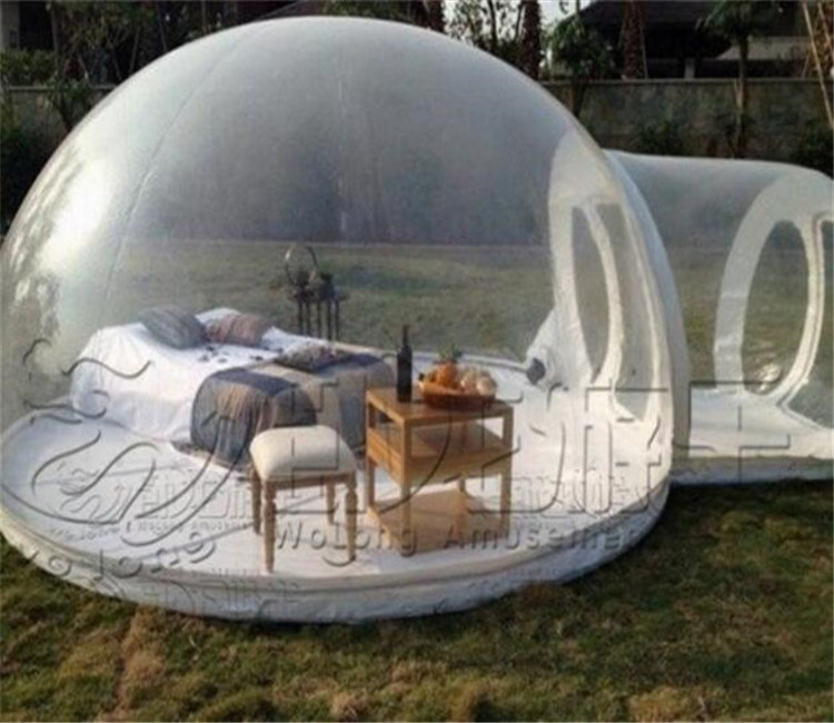 2024 Mobile Crystal Rental Clear Tunnel Inflatable Transparent Camping Dome Bubble Tent for camping for sale with high quality