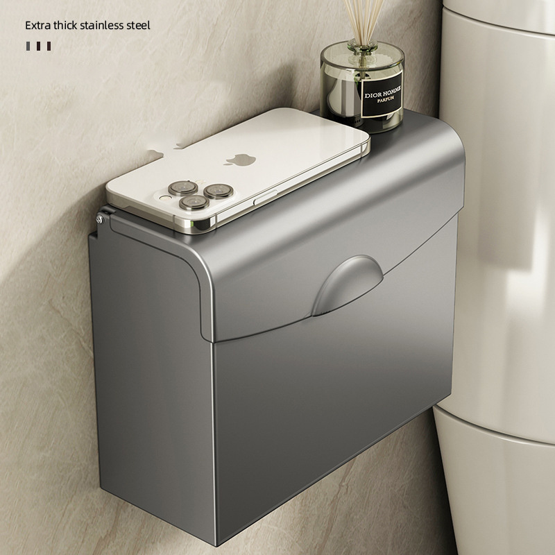 Gunmetal grey bathroom tissue bathroom supplies box storage shelf wipes hand towel box wall mounted toilet no punch toilet paper