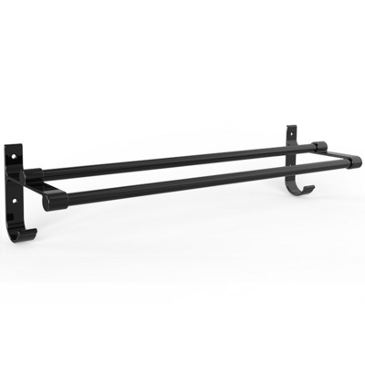 Towel rack no punch bathroom towel bar double rod space aluminum suction cup wall hanging toilet bathroom shelf