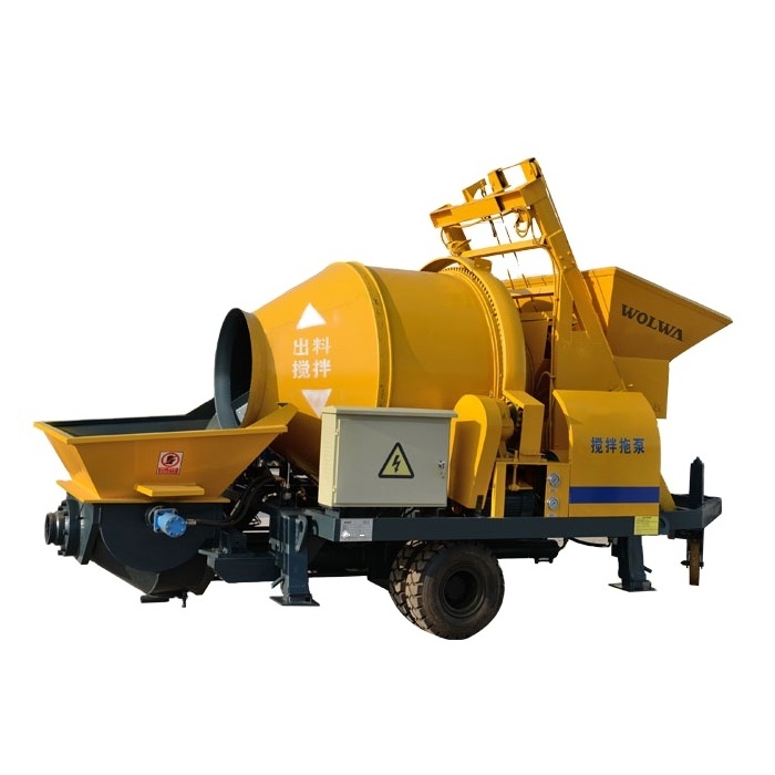 tow behind concrete mixer pump with famous diesel engine or electric motor free 100m long delivery pipe