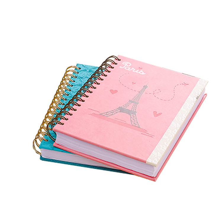 Fashion popular paper pu cover planner reusable wholesale journal 4C printing A5 custom spiral notebook