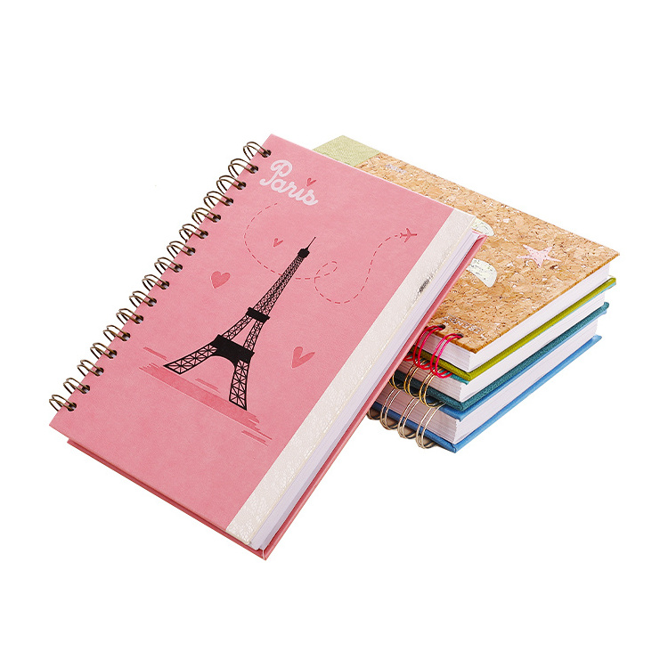 Fashion popular paper pu cover planner reusable wholesale journal 4C printing A5 custom spiral notebook