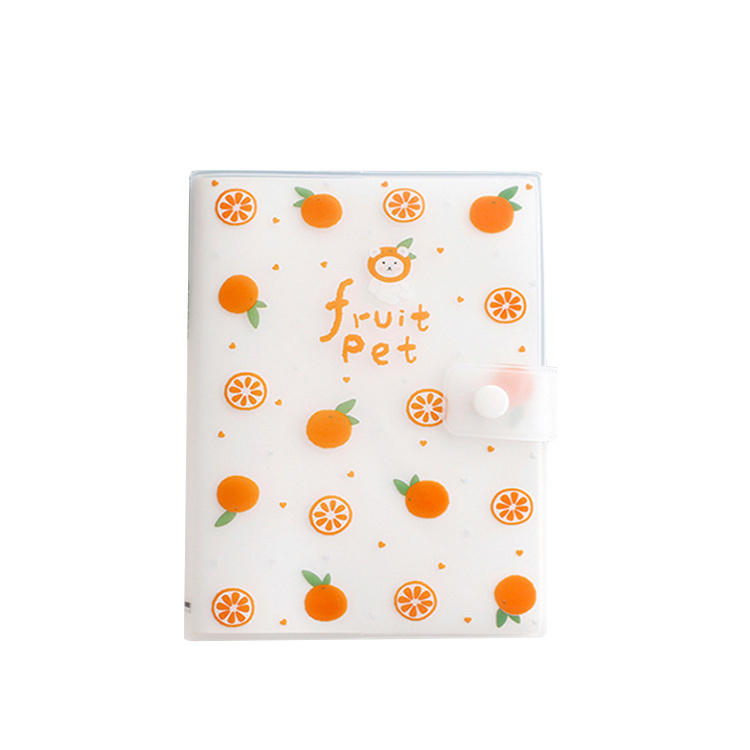 Eco-friendly diary pp cover color custom note pvc hand book cartoon fresh fruit notebook cute Pet Series Notebook with button