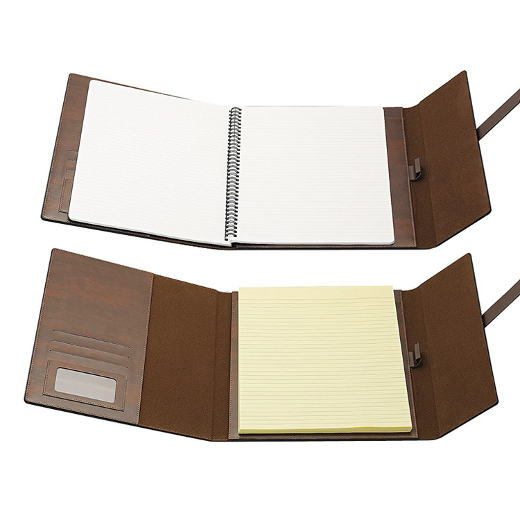 Hot Selling business gift luxury pu leather stand-up A4 Conference Portfolio with magnets