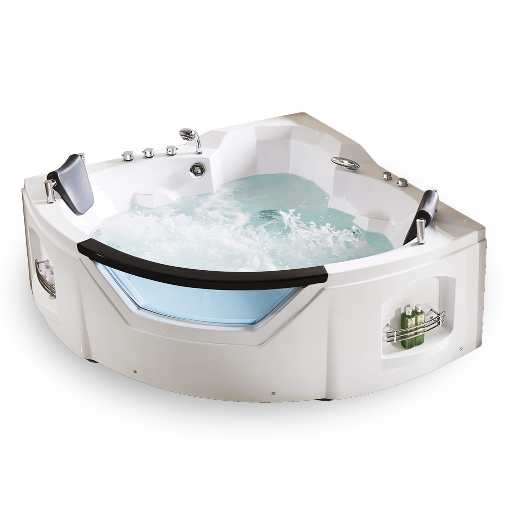 Corner massage tub whirlpool bathtub for 2 person acrylic triangle hot tub