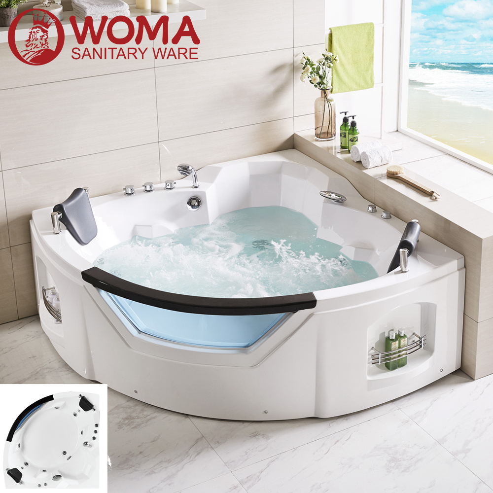 Corner massage tub whirlpool bathtub for 2 person acrylic triangle hot tub