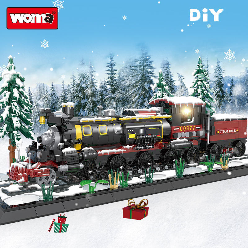 WOMA TOYS ho scale model mirco brick christmas train building block set