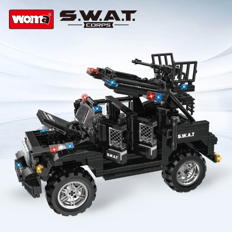 WOMA TOYS Wholesale New Trending SWAT Vehicle Car Robot Assemble Small Bricks Building Blocks Deformed Robots Set