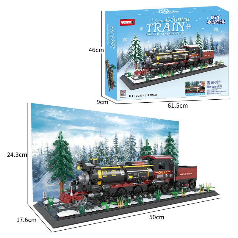 WOMA TOYS ho scale model mirco brick christmas train building block set