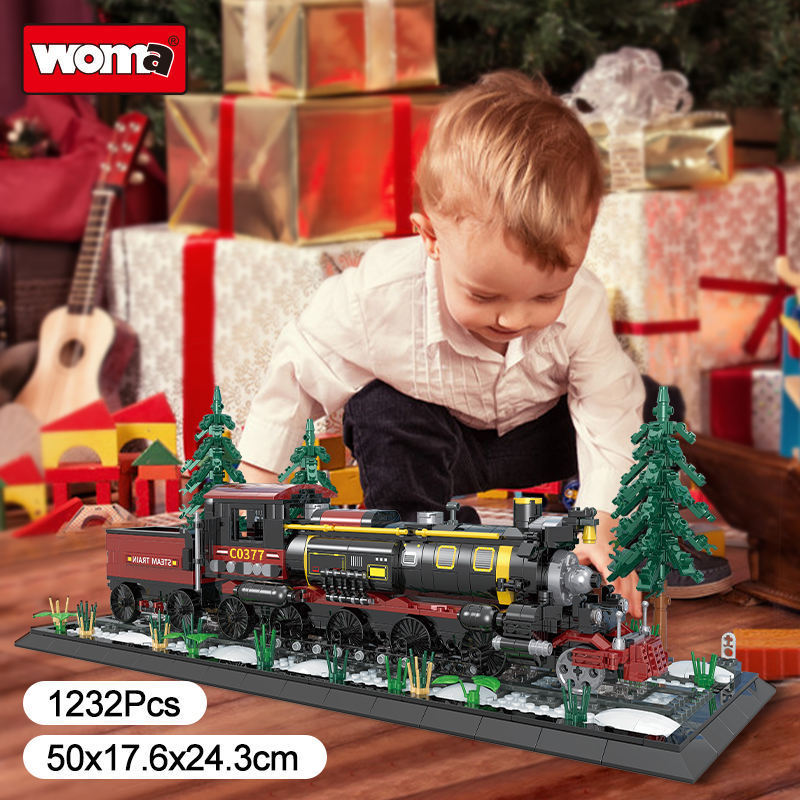 WOMA TOYS ho scale model mirco brick christmas train building block set