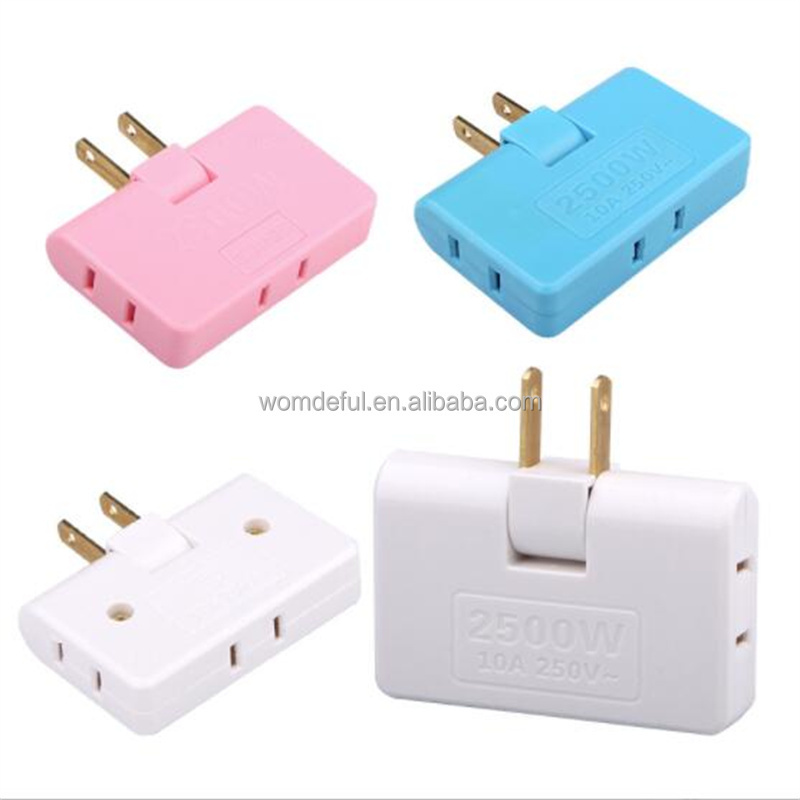 US Plug Rotatable Socket Converter One in Three 180 Degree Extension Multi Plug Mini Slim Wireless Outlet Travel Adapter