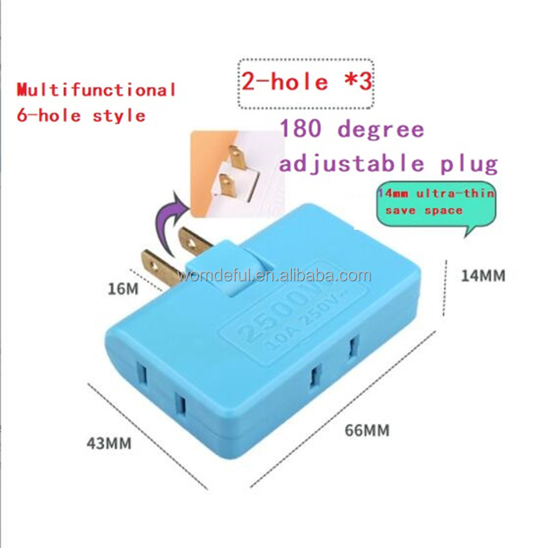 US Plug Rotatable Socket Converter One in Three 180 Degree Extension Multi Plug Mini Slim Wireless Outlet Travel Adapter