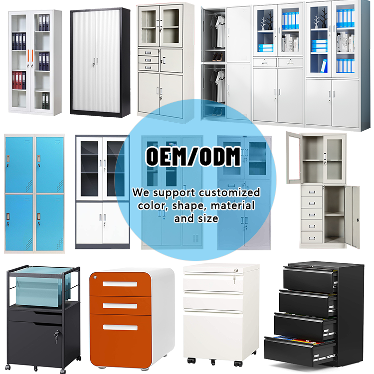 Two Door Mobile Pedestal Electrical Filing 300mm Iron Lock Black T File Cabinet With Locking Bar