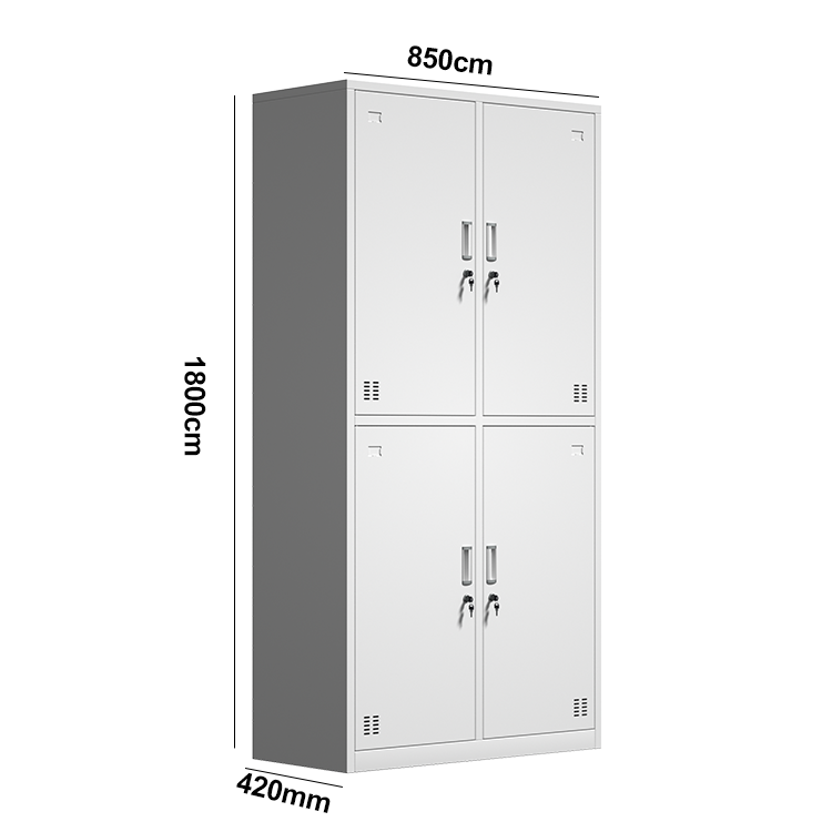 Wardrobes Single Grey Double Cupboard Sliding Locker Metal Wardrobe For Clothes 4 Section