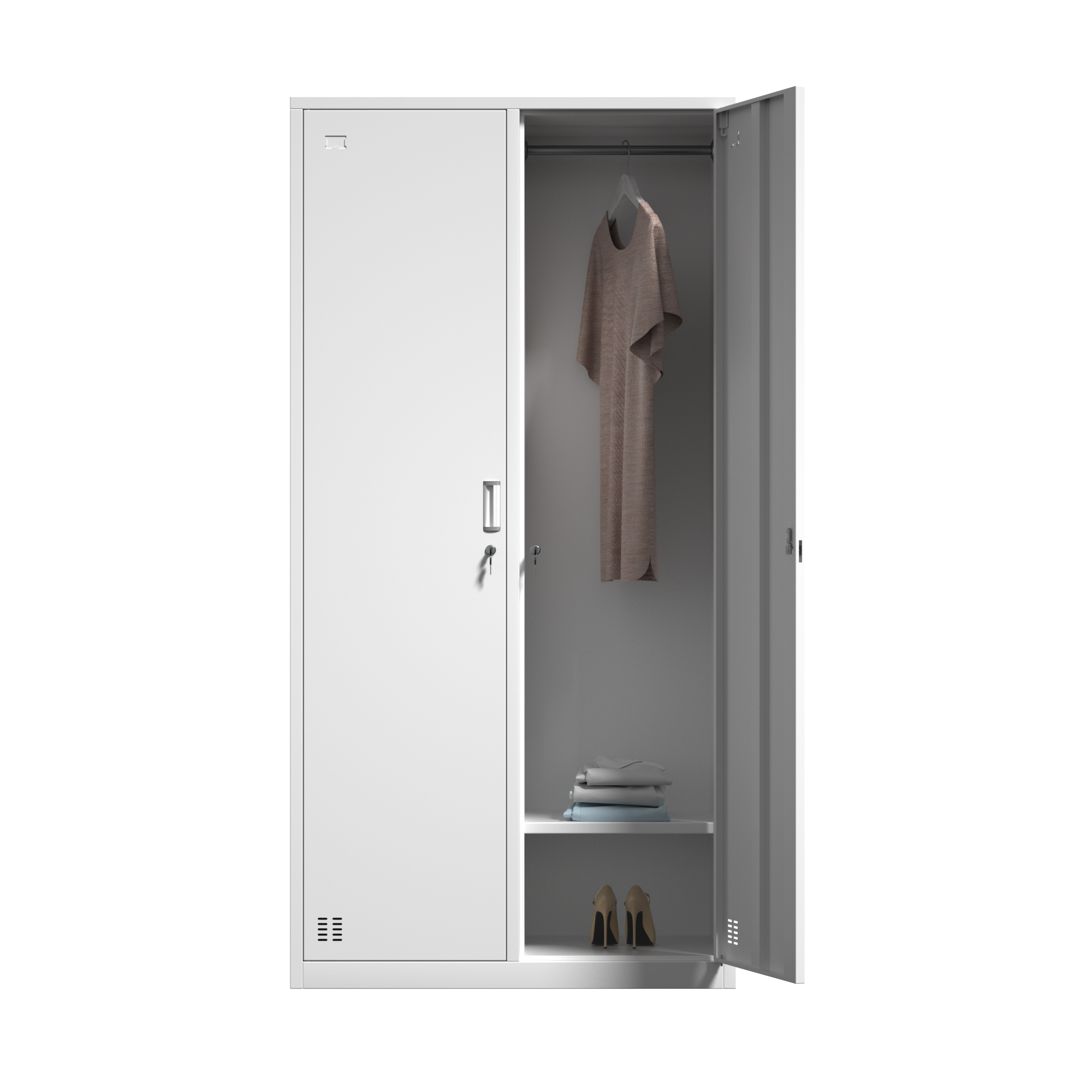 Wardrobes Single Grey Double Cupboard Sliding Locker Metal Wardrobe For Clothes 4 Section