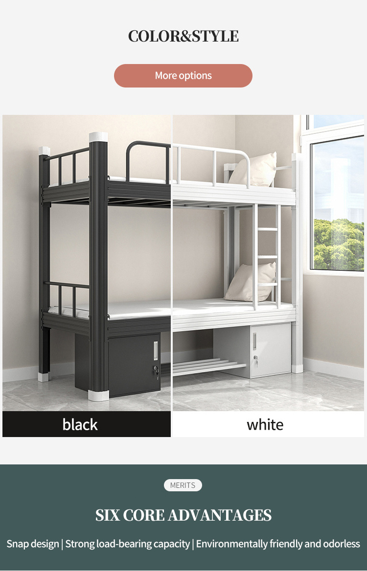 Double Deck Beds Steel Metal Frame Bunk Decker Bunk Beds Hostel Bunker Bed For Suitable Home Student Accommodation