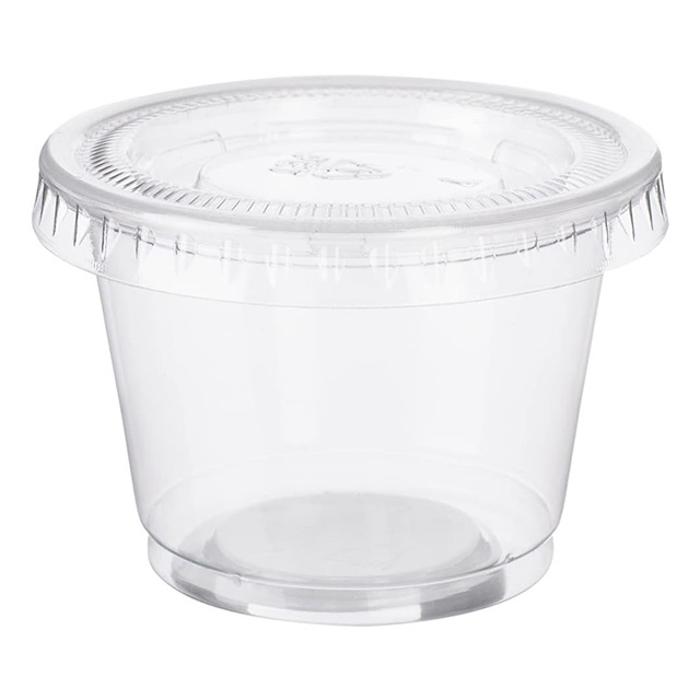 Disposable clear 1oz plastic portion cups small sauce containers with lids