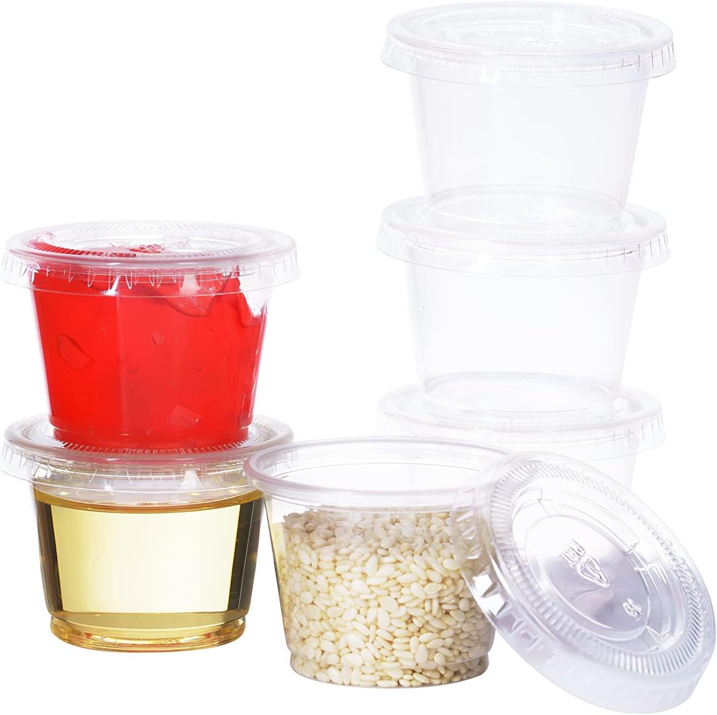 Disposable clear 1oz plastic portion cups small sauce containers with lids