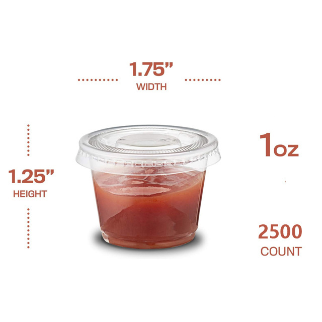 Disposable clear 1oz plastic portion cups small sauce containers with lids