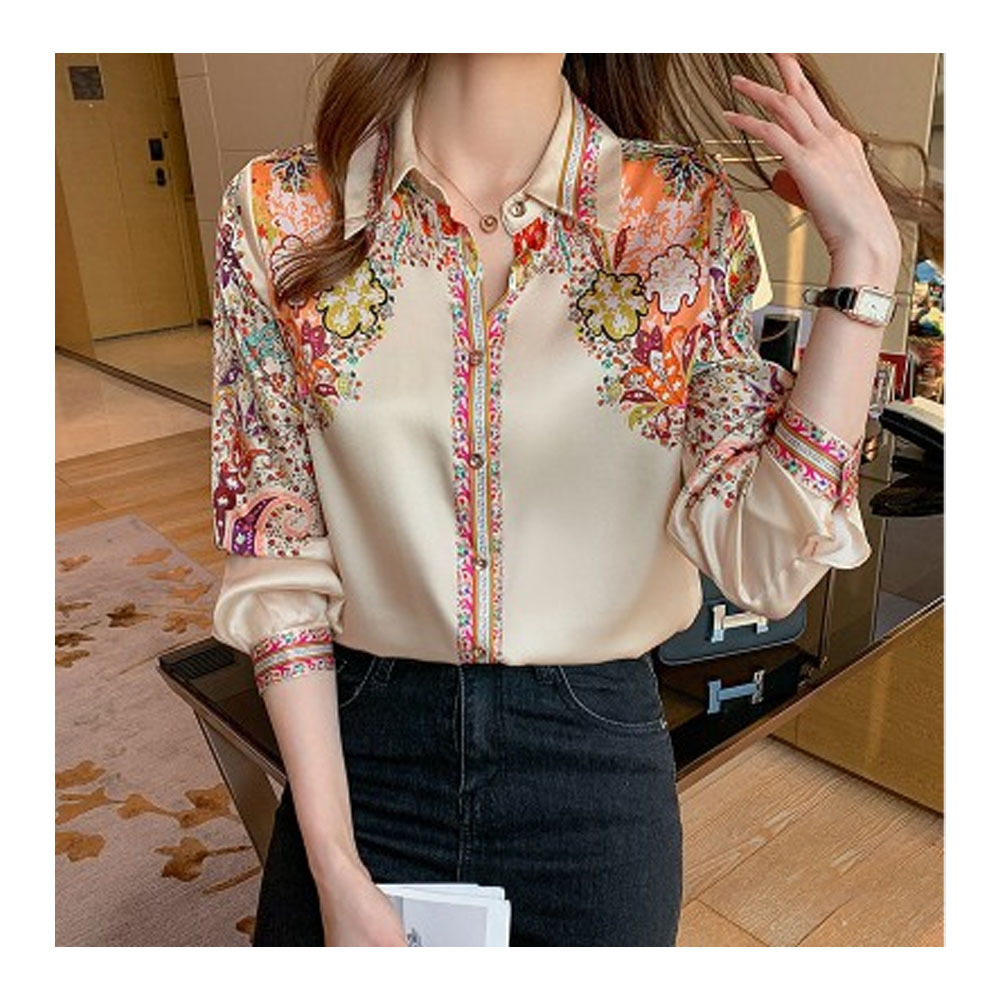 Sleeve Button Pullovers Shirt 2023 Summer Casual Women's Clothes Floral Print Elegant V-Neck Chiffon Blouses Fashion Short