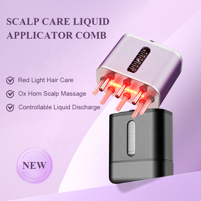 Electric Scalp Massager and Hair Oil Applicator Red Light Ox Horn Comb Liquid Dispensing Scalp Applicator