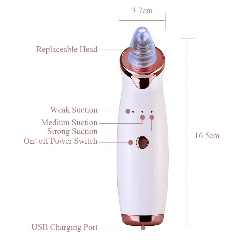 Portable 5 Head Pore Cleanser Vacuum Electric Suction Blackhead Extractor Black Head Removal Blackhead Tool