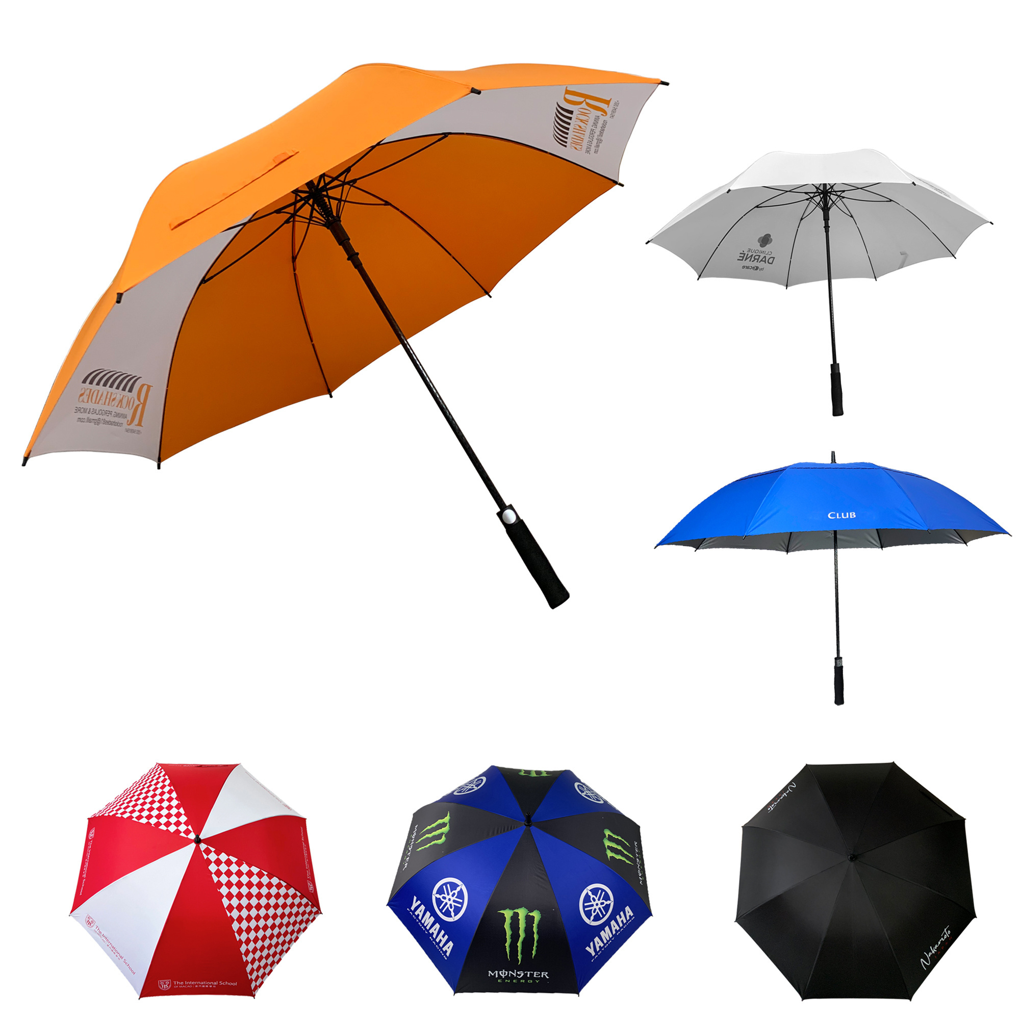 Factory Wholesale Novelty Large 30Inch Auto Open Strong Windproof Promotional Branded Custom Golf Umbrella With Logo Printing