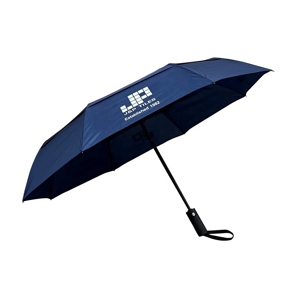 Hot Sale 21Inch 8Ribs  Auto Open Close  Double Layers 3 Fold Umbrella  With Logo Printing