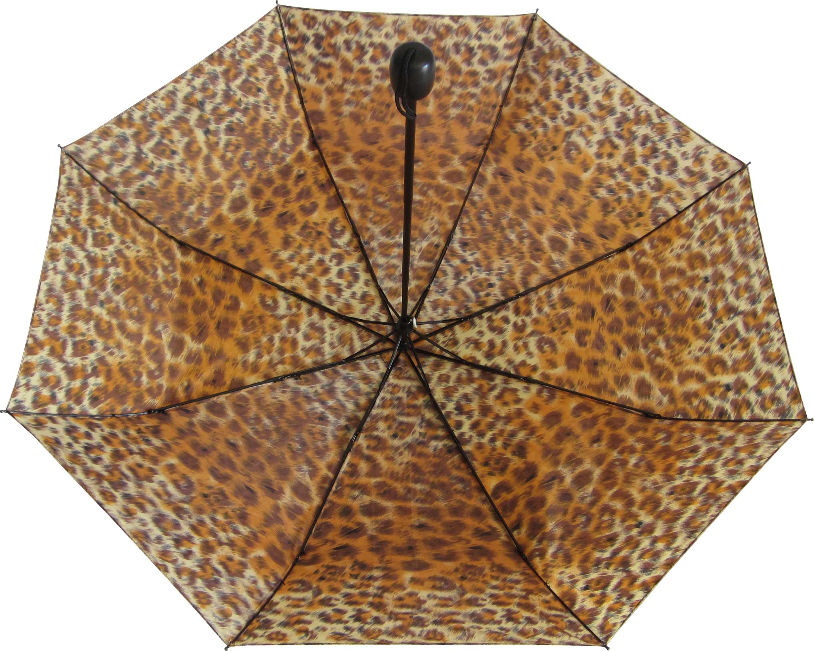 Fashion 21 inch 3 Fold Foldable 8K Full Color Leopard Printed  Umbrella with Plastic Handle for Lady