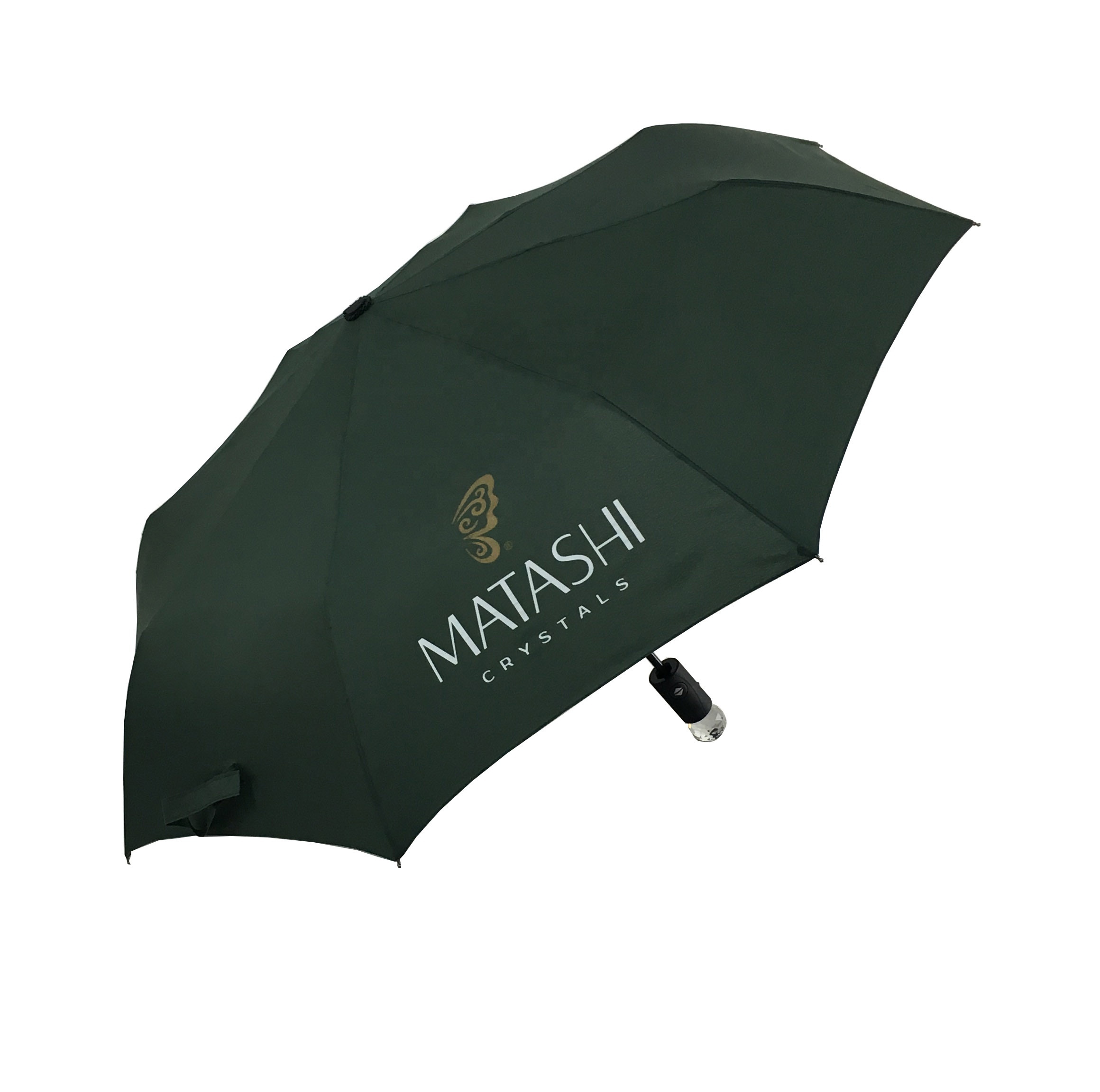 Promotional Good Quality Gift 8panels Foldable Plastic 190T Pongee Fabric Handle Citizen Umbrella with Crystal Ball