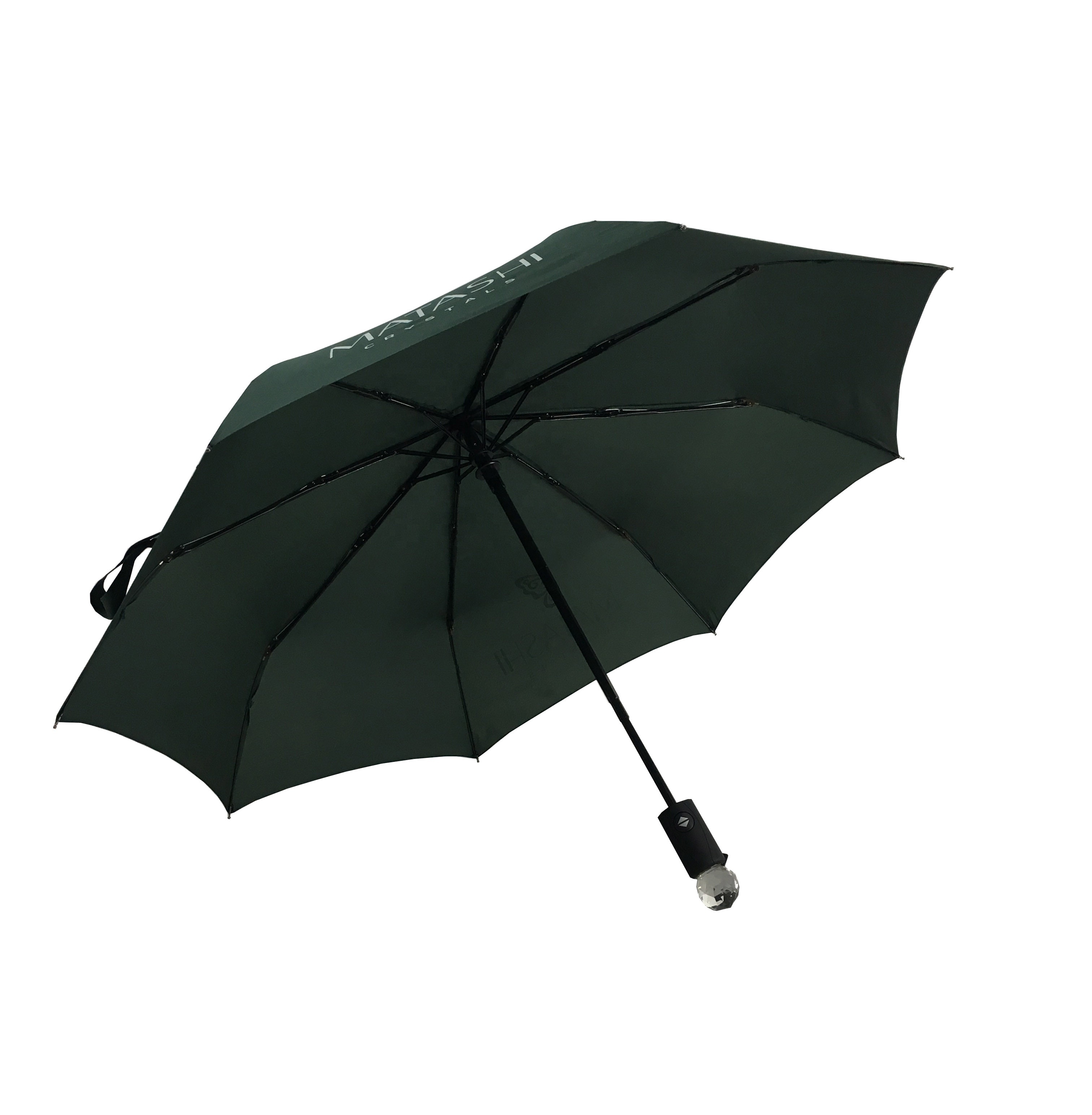 Promotional Good Quality Gift 8panels Foldable Plastic 190T Pongee Fabric Handle Citizen Umbrella with Crystal Ball