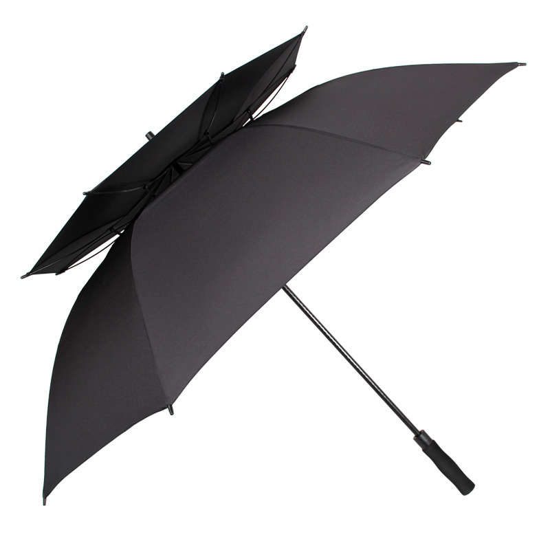 60inch oversized double roof storm proof golf umbrella with custom logo prints for wholesale