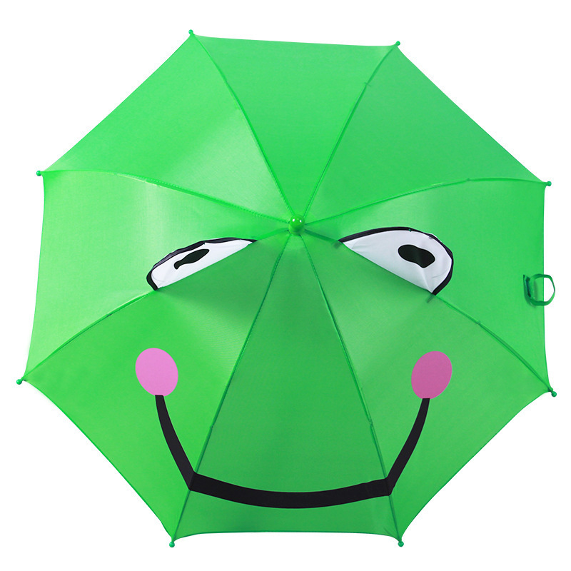 2020 New Cute Green Small Animal Frog Shaped Straight Novelty Children Umbrella with Custom Logo