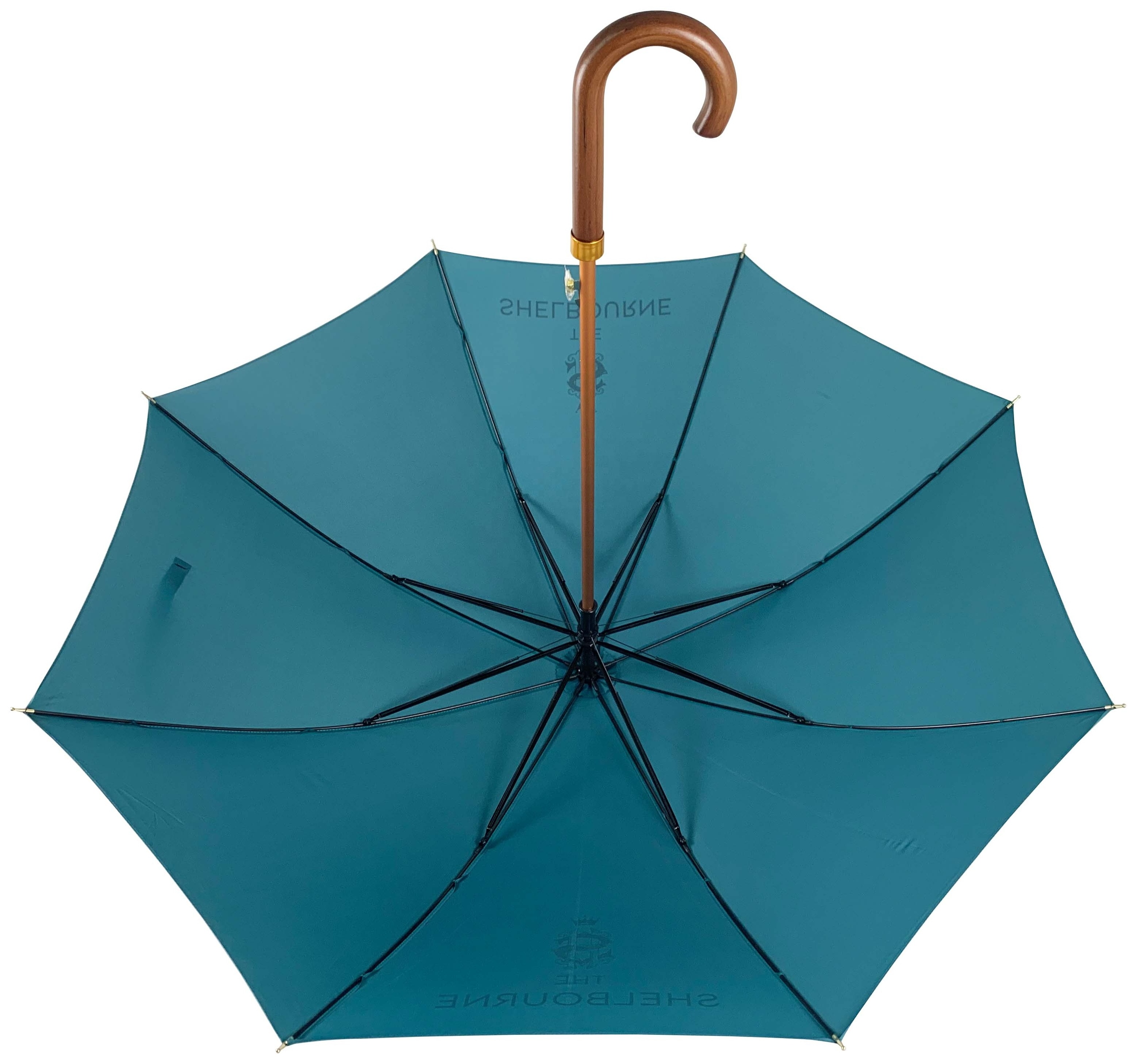 25 inch premium auto open wooden handle turquoise gold umbrella umbrella with custom logo print