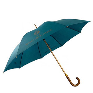 25 inch premium auto open wooden handle turquoise gold umbrella umbrella with custom logo print