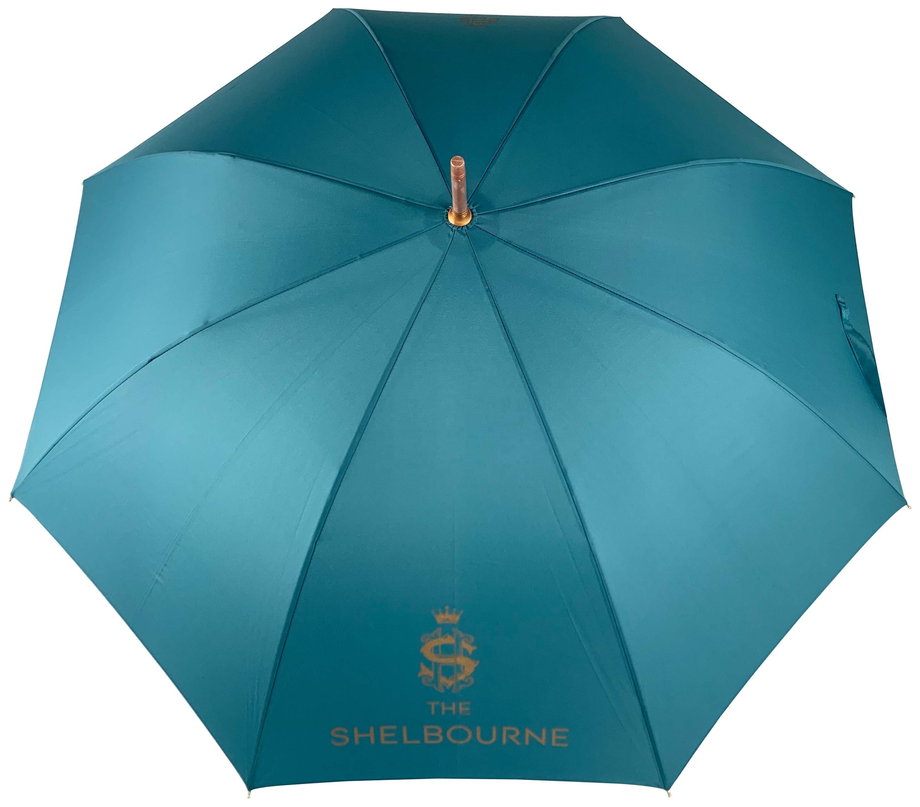 25 inch premium auto open wooden handle turquoise gold umbrella umbrella with custom logo print