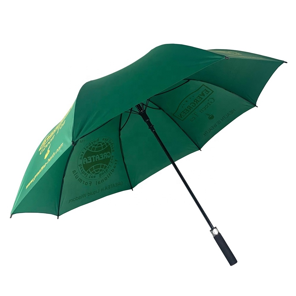 High Quality 60Inch  Extra Large Green Colour  Windproof Automatic Open  Waterproof Customized Golf Umbrella With Logo Printing