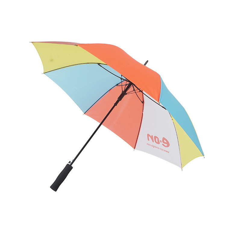 23''*8k Promotion Advertising AD Logo Print Auto Open Stitching Color Cheap EVA Handle Straight Umbrella