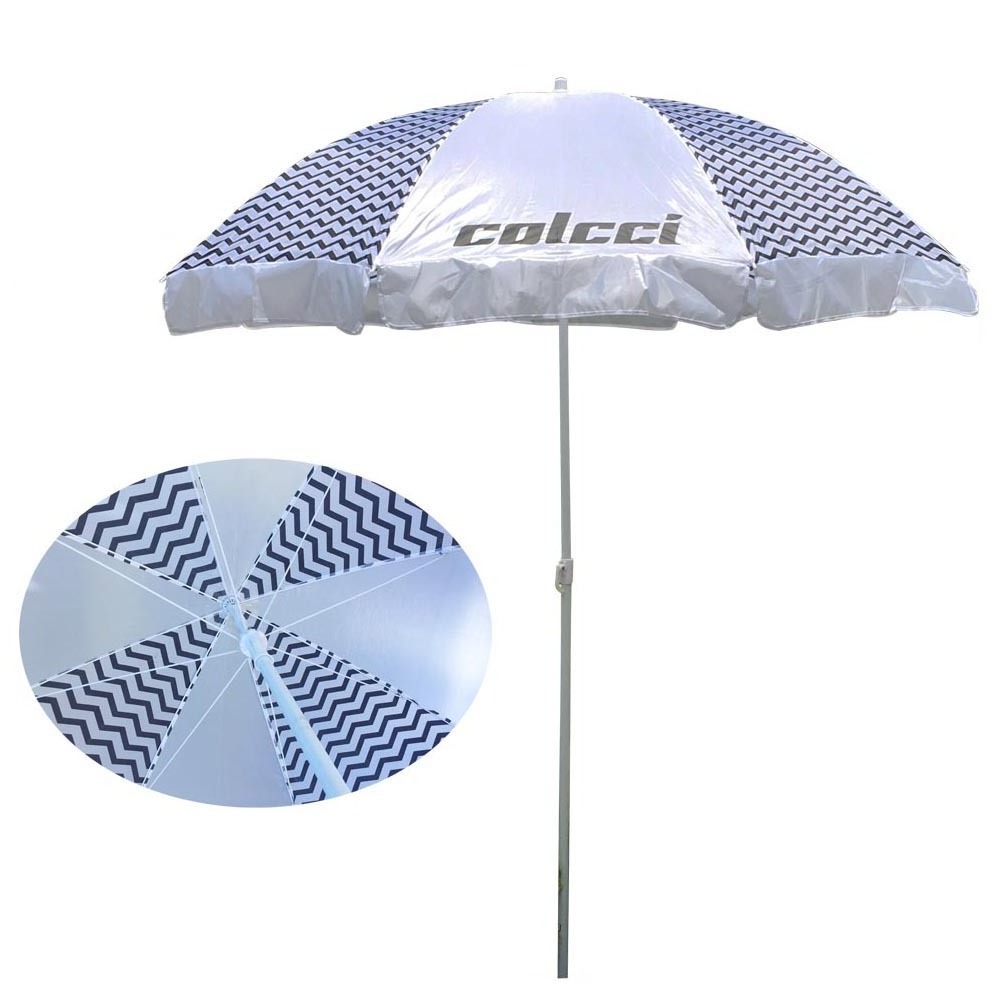 36inch logo printed white outdoor beach umbrella with fringe