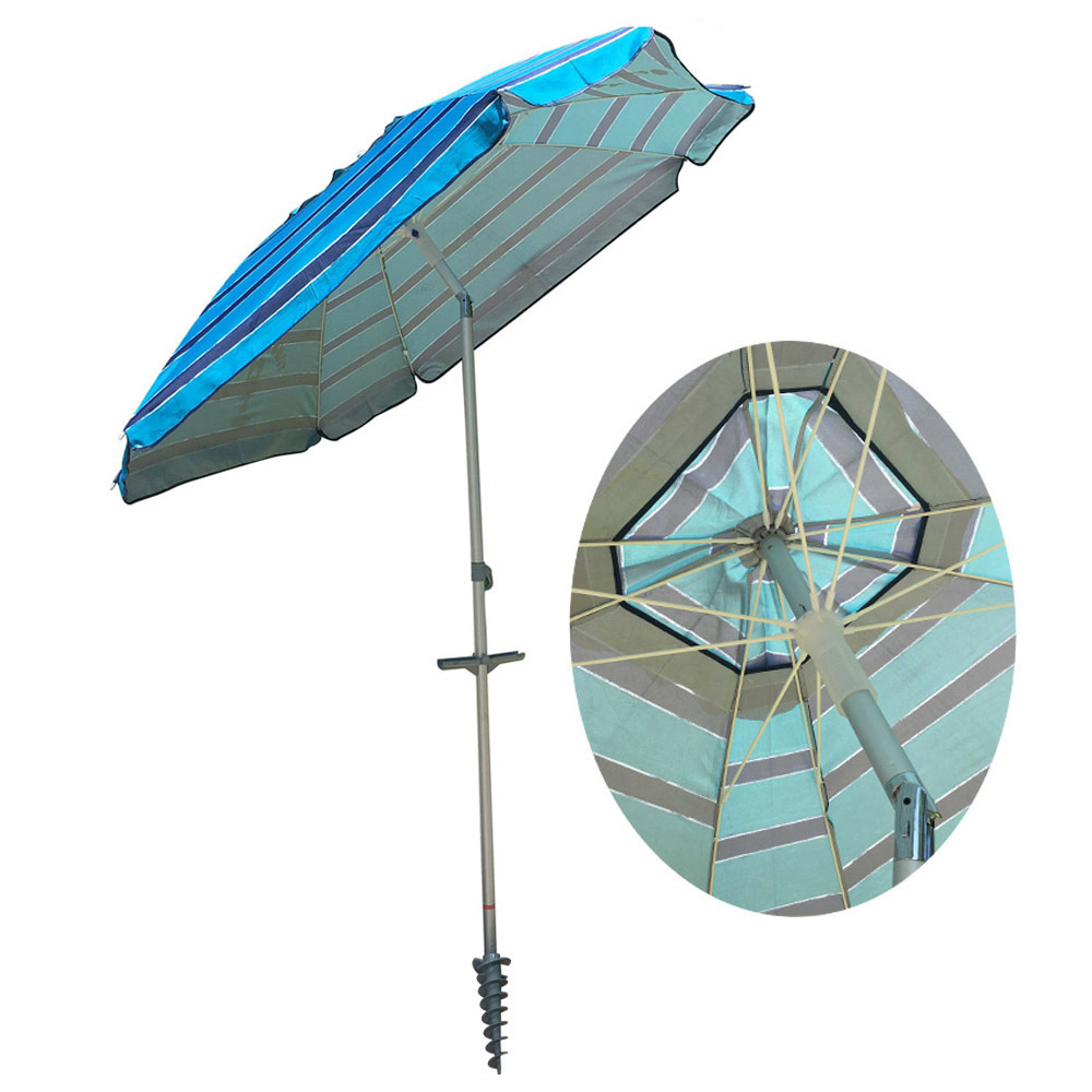 45inch adjustable aluminum outdoor beach umbrella with sand screw anchor