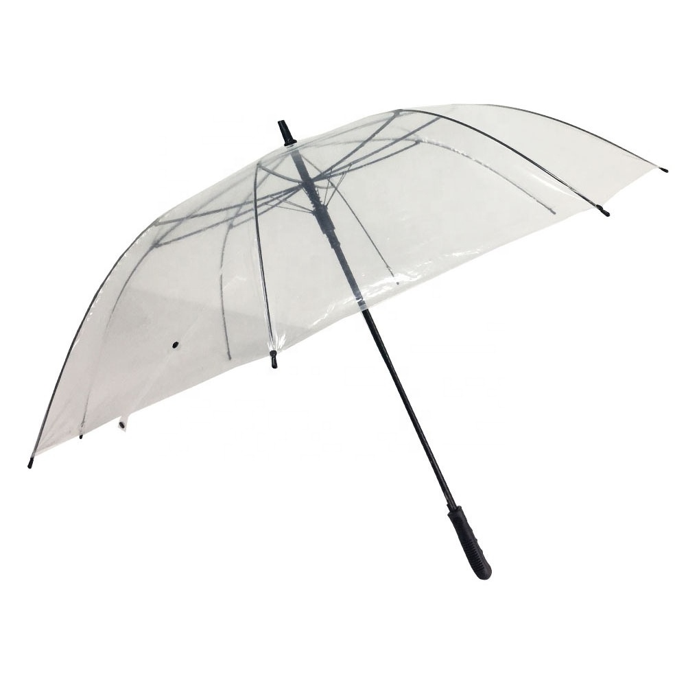 Xiamen 30inch straight auto open clear transparent golf umbrella for sale