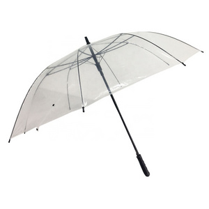 Xiamen 30inch straight auto open clear transparent golf umbrella for sale